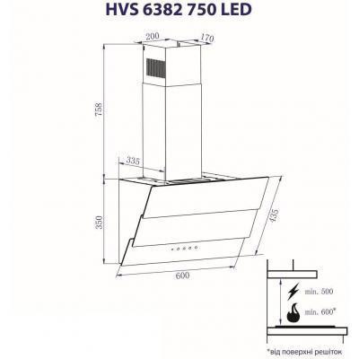 Похила витяжка Minola HVS 6382 BL 750 LED