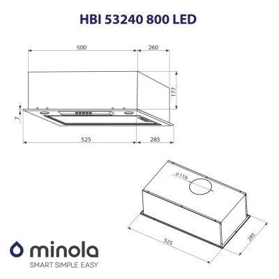 Вбудована витяжка Minola HBI 53240 BL 800 LED