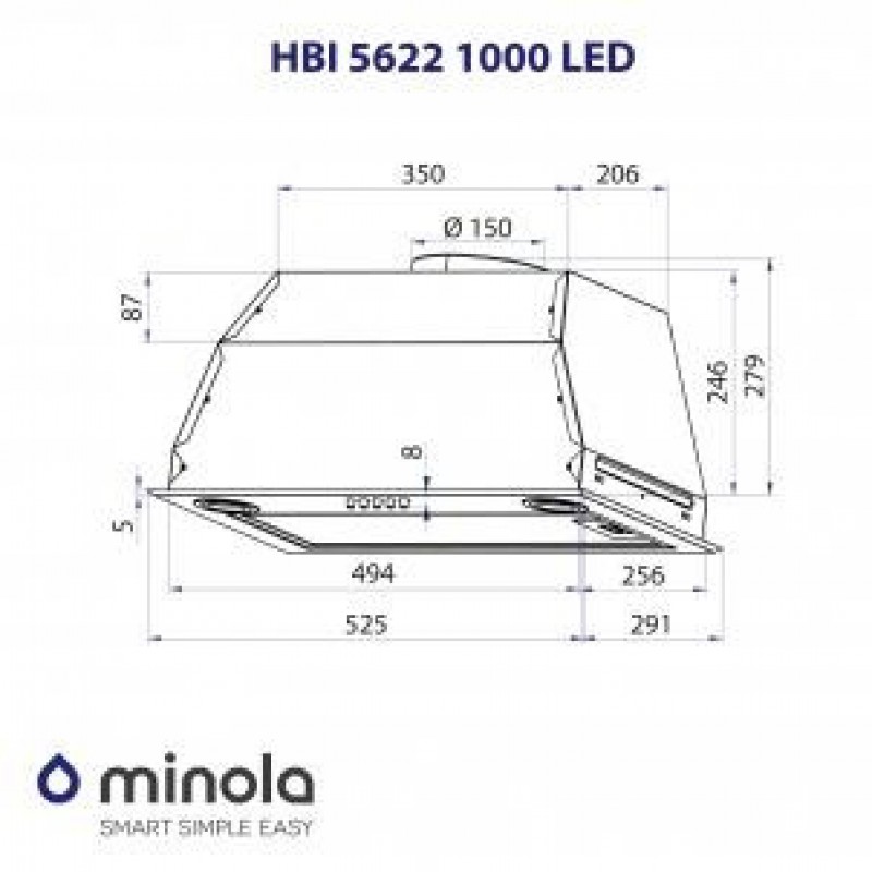 Вбудована витяжка Minola HBI 5622 BLF 1000 LED