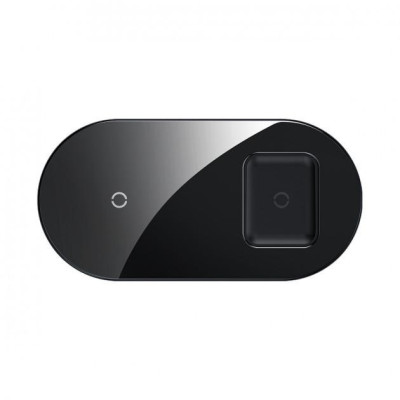 Бездротовий зарядний пристрій Baseus Simple 2in1 Wireless Charger 18W Max For Phones+Pods Transparent Black (WXJK-A01)