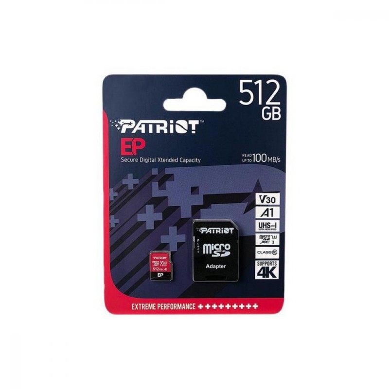 Карта пам'яті PATRIOT 512 GB microSDXC UHS-I U3 V30 A1 EP + SD adapter PEF512GEP31MCX