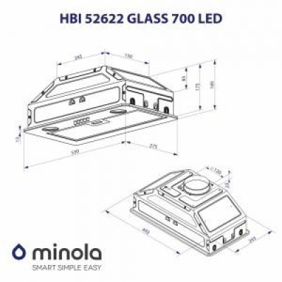 Вбудована витяжка Minola HBI 52622 BL GLASS 700 LED