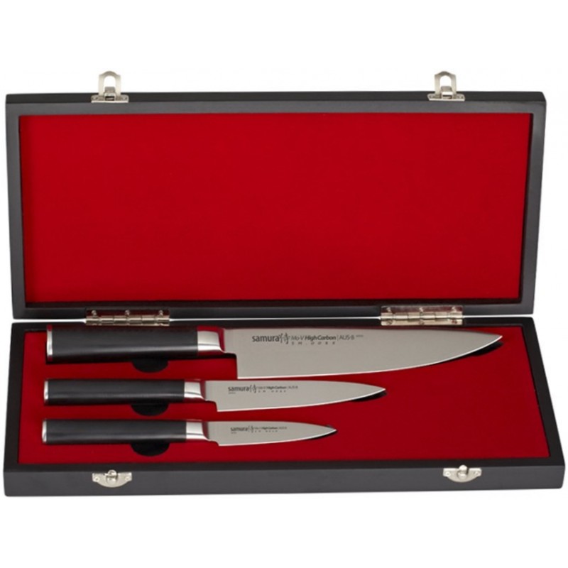 Набір з 3-х кухонних ножів в подарунковій коробці, Samura "Mo-V Stonewash" (SM-0220B)