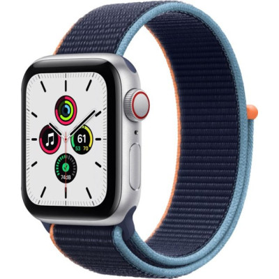 Смарт-годинник Apple Watch SE GPS + Cellular 40mm Silver Aluminum Case with Deep Navy Sport L. (MYE92/MYEG2)