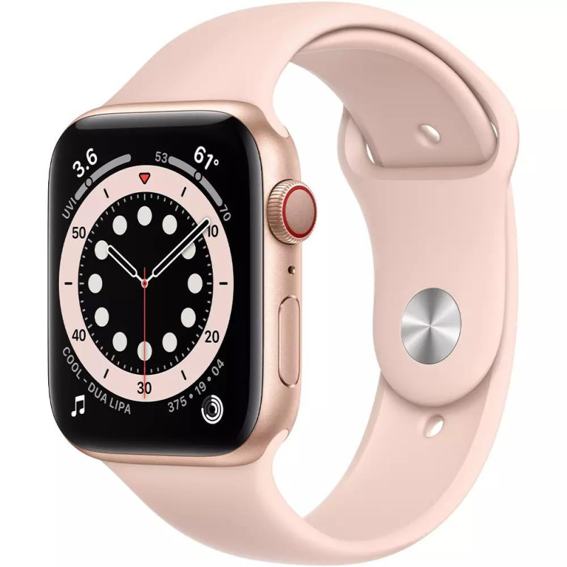 Смарт-годинник Apple Watch Series 6 GPS + Cellular 44mm Gold Aluminum Case with Pink Sand Sport Band (M07G3, MG2D3)