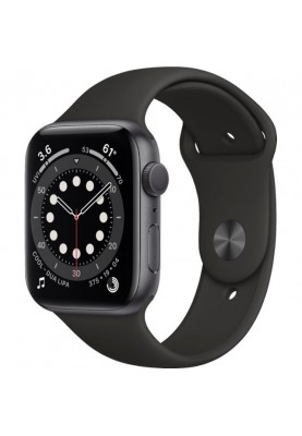 Смарт-годинник Apple Watch Series 6 GPS 44mm Space Gray Aluminum Case w. Black Sport B. (M00H3)