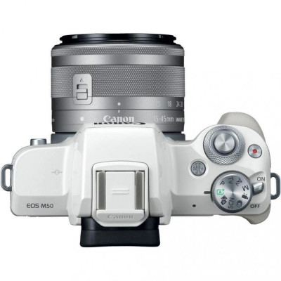 Беззеркальной фотоапарат Canon EOS M50 kit (15-45mm) IS STM White (2681C057)