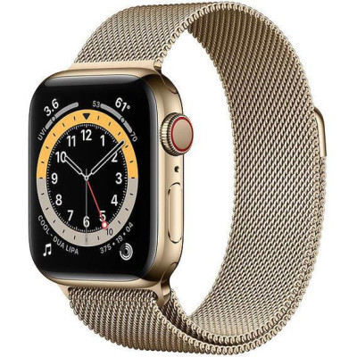 Смарт-годинник Apple Watch Series 6 GPS + Cellular 44mm Gold Stainless Steel Case w. Gold Milanese L. (M07P3)