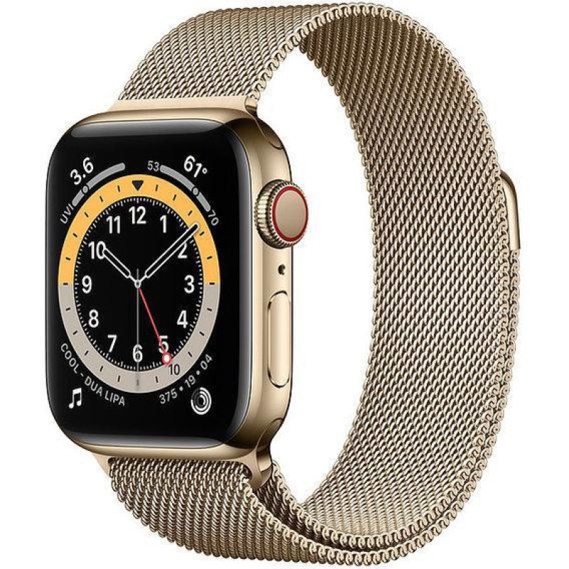 Смарт-годинник Apple Watch Series 6 GPS + Cellular 44mm Gold Stainless Steel Case w. Gold Milanese L. (M07P3)