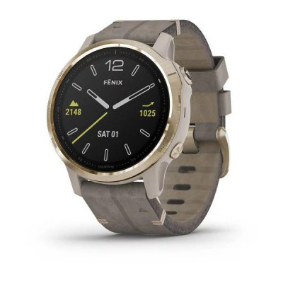 Спортивні годинник Garmin Fenix 6S Pro Sapphire Light Gold with Shale Grey Leather Band (010-02159-40/39)
