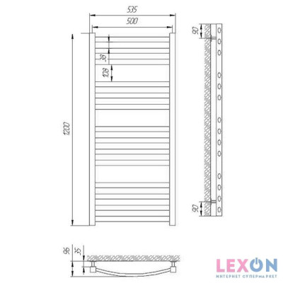 Сушка для рушників Laris Гранд П14 500x1200 з поліцею (71207604)
