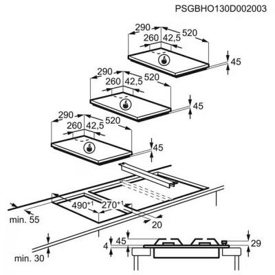 Варильна поверхня газова Electrolux EGC3322NVK Варильна поверхня газова Electrolux EGC3322NVK