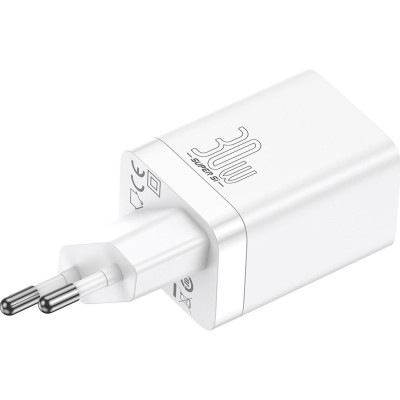 Зарядний пристрій Baseus Super Si Pro Quick Charger C+U 30W White (CCSUPP-E02)