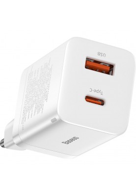 Зарядний пристрій Baseus Super Si Pro Quick Charger C+U 30W White (CCSUPP-E02)