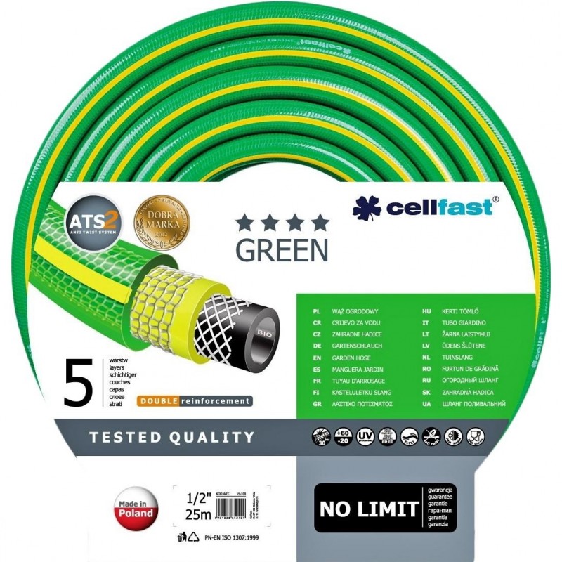 Шланг садовий Cellfast 15-100 (GREEN ATS 1/2'' 25m)