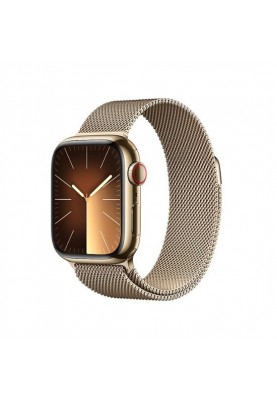 Смарт-годинник Apple Watch Series 9 GPS + Cellular 41mm Gold S. Steel Case w. Gold Milanese Loop (MRJ73)