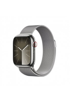 Смарт-годинник Apple Watch Series 9 GPS + Cellular 41mm Silver S. Steel Case w. Silver Milanese Loop (MRJ43)