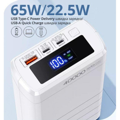 Зовнішній акумулятор (павербанк) REMAX Dinba Series 65W PD+QC 40000mAh RPP-310