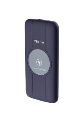 Зовнішній акумулятор (павербанк) Vinga 10000 mAh Wireless QC3.0 PD soft touch purple (BTPB3510WLROP)