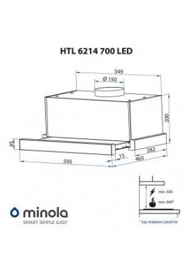 Витяжка телескопічна Minola HTL 6214 BL 700 LED