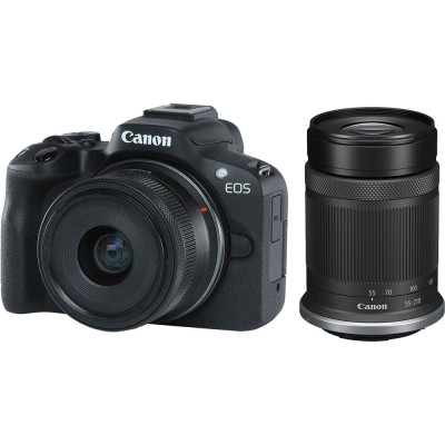 Бездзеркальний фотоапарат Canon EOS R50 kit RF-S 18-45mm IS STM + RF-S 55-210mm IS STM Black (5811C034)