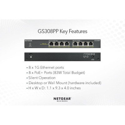 Комутатор некерований Netgear GS308PP (GS308PP-100EUS)