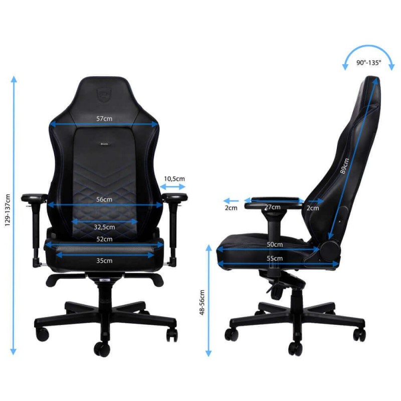 Комп'ютерне крісло для геймера Noblechairs Hero PU black/blue (NBL-HRO-PU-BBL)