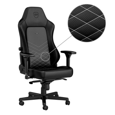 Комп'ютерне крісло для геймера Noblechairs Hero PU black/platinum white (NBL-HRO-PU-BPW)