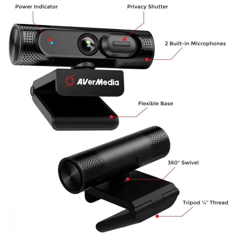 Вебкамера AVerMedia Live Streamer CAM PW315 Full HD Black (40AAPW315AVV)