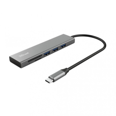 Мультипортовий адаптер Trust Halyx Fast USB-C Hub & Card reader Aluminium (24191)