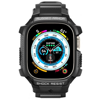 Ремінець Spigen Чохол та ремінець Rugged Armor "Pro" Band для Apple Watch Ultra 49 mm Black (ACS05460)