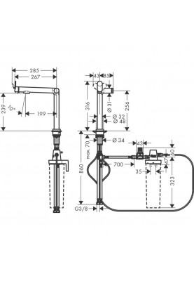 Змішувач для кухонного миття Hansgrohe Aqittura M91 240 1jet 76804670