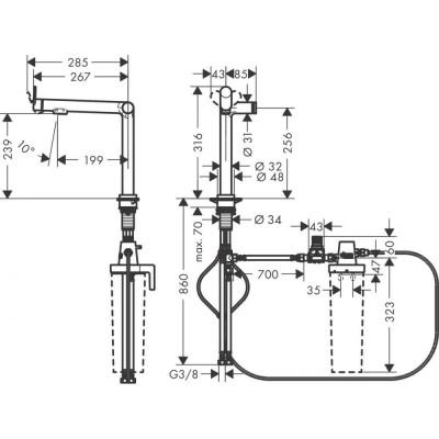 Змішувач для кухонного миття Hansgrohe Aqittura M91 240 1jet 76804670 Змішувач для кухонного миття Hansgrohe Aqittura M91 240 1jet 76804670