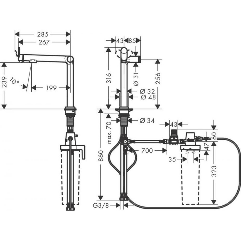 Змішувач для кухонного миття Hansgrohe Aqittura M91 240 1jet 76804670