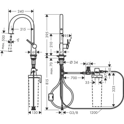 Змішувач для кухонного миття Hansgrohe Aqiuttura M91 76803000 Змішувач для кухонного миття Hansgrohe Aqiuttura M91 76803000