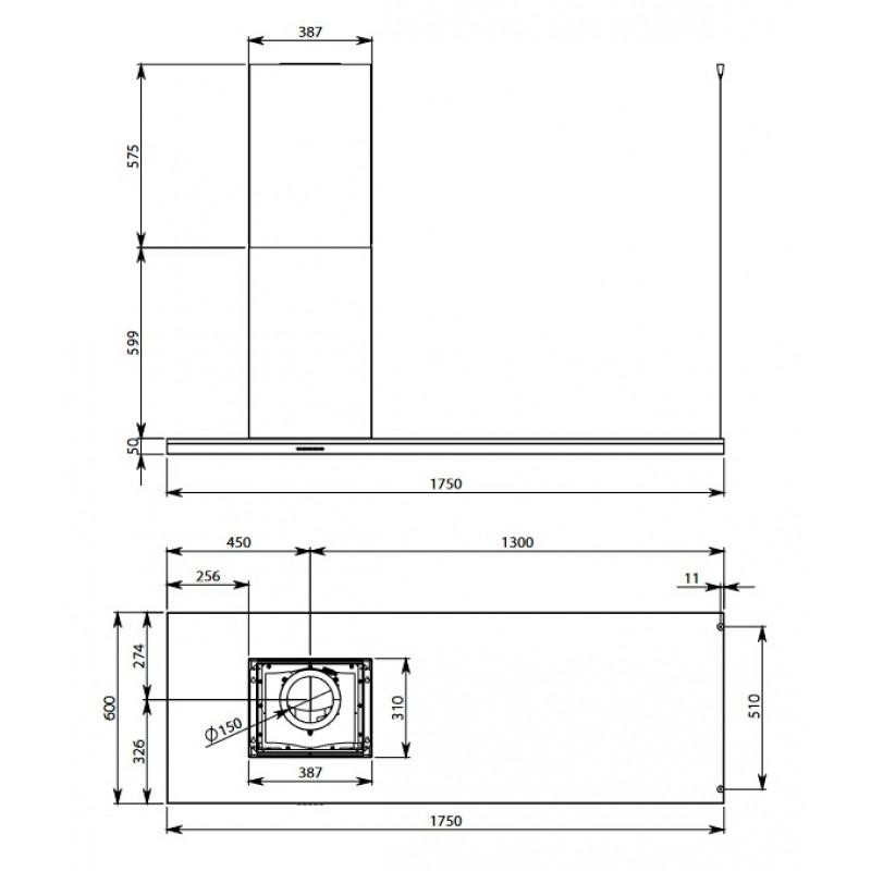 Витяжка Т-подібна Falmec LUMEN IS.175 NRS (LEFT) (CLUI75.E5P2#NEUI490F)