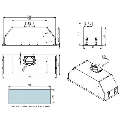 Витяжка вбудована Falmec GRUPPO INCASSO EVO 70 PE (CGIW70.E11P2#ZZZI491F)