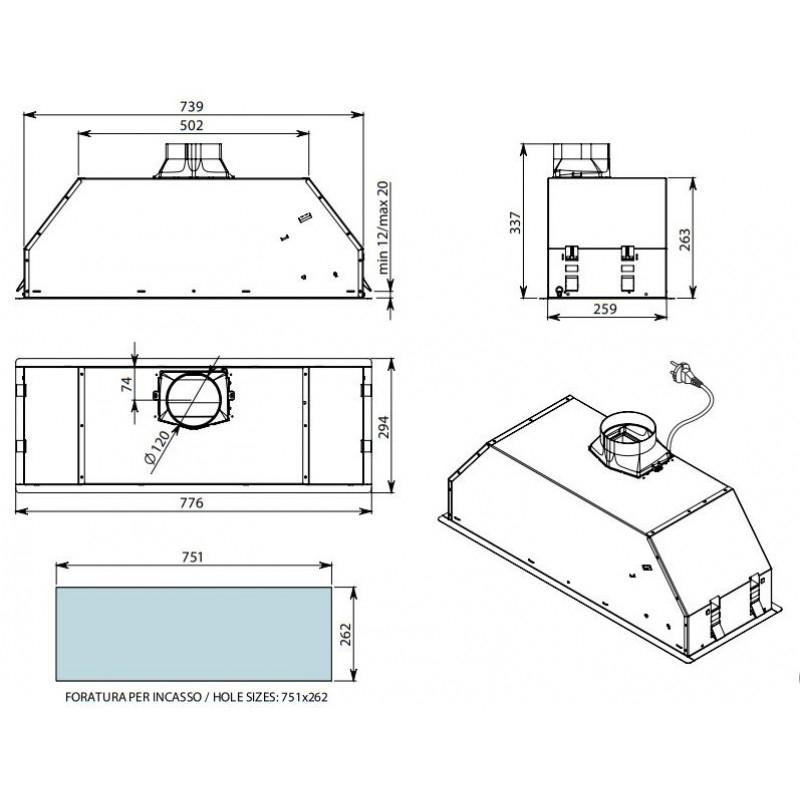 Витяжка вбудована Falmec GRUPPO INCASSO EVO 70 PE (CGIW70.E11P2#ZZZI491F)