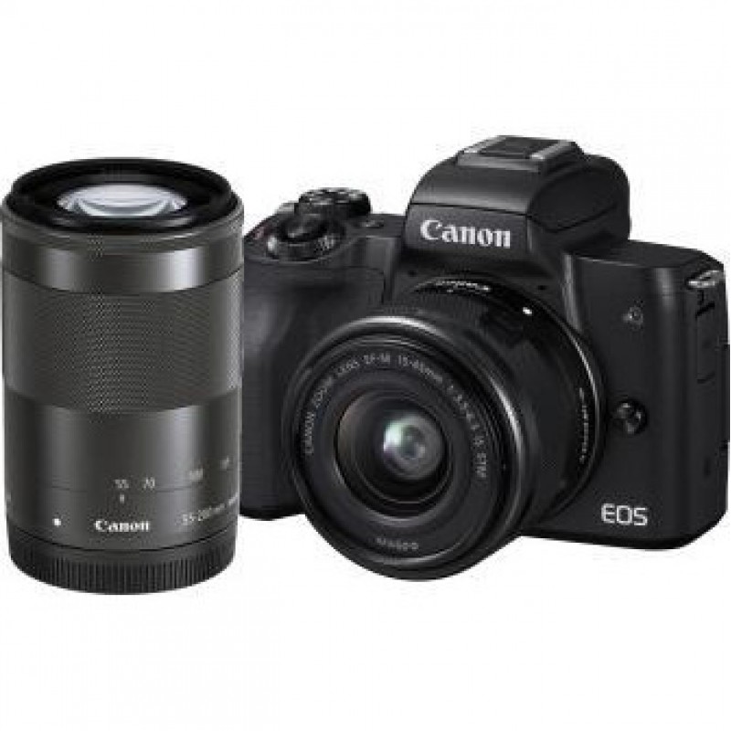 Беззеркальной фотоапарат Canon EOS M50 kit (15-45mm + 55-200mm) IS STM Black (2680C054)