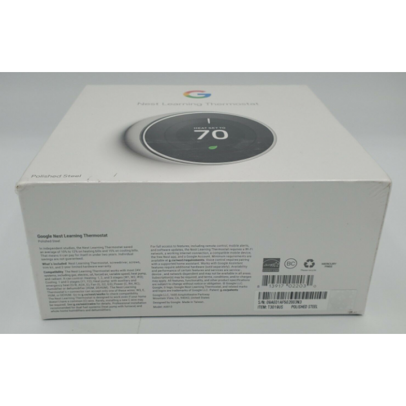 Терморегулятор Google Nest 3rd Gen Thermostat (T3019US)