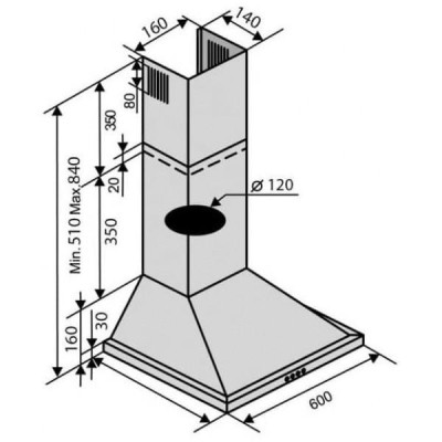 Витяжка купольна Ventolux LIDO 60 INOX (700)