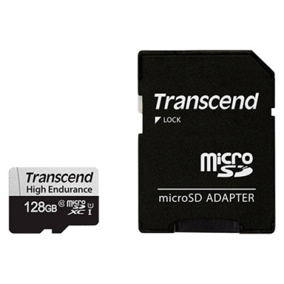 Карта пам'яті Transcend 128 GB microSDXC UHS-I 350V High Endurance + SD Adapter TS128GUSD350V