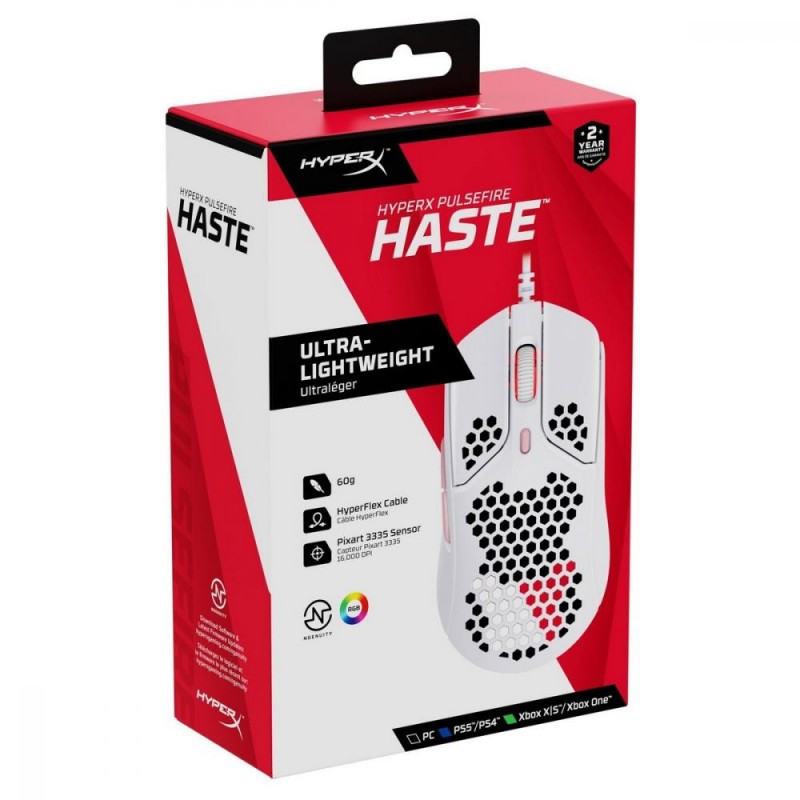 Миша HyperX Pulsefire Haste USB White/Pink (HMSH1-A-WT/G, 4P5E4AA)