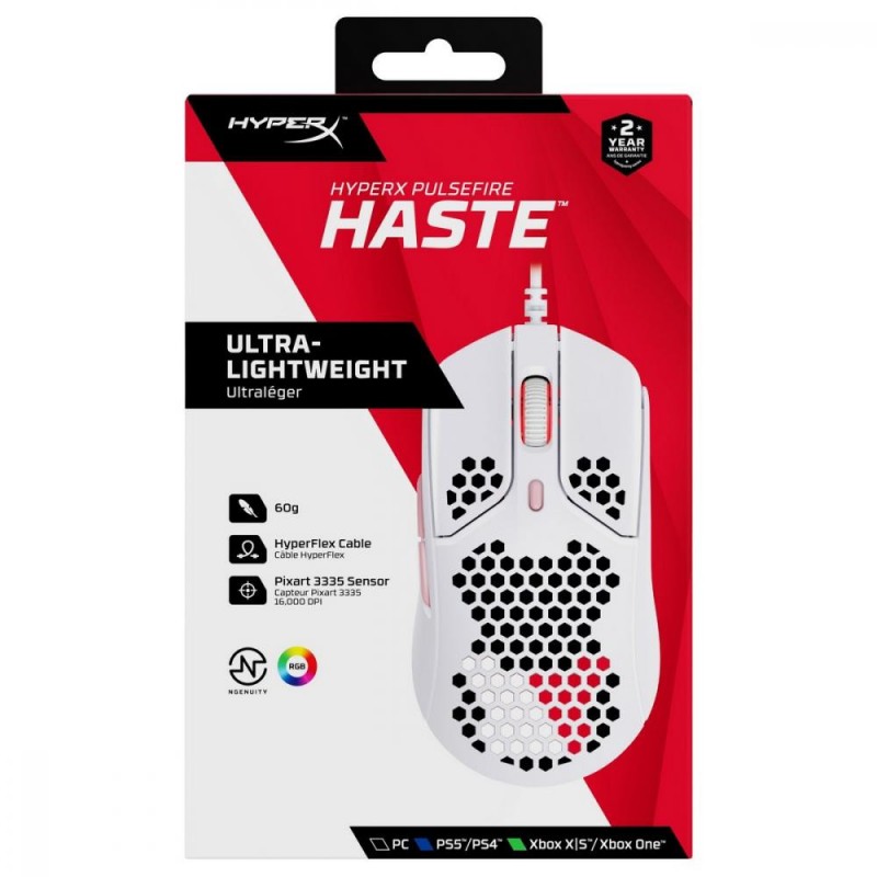 Миша HyperX Pulsefire Haste USB White/Pink (HMSH1-A-WT/G, 4P5E4AA)
