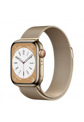 Смарт-годинник Apple Watch Series 8 GPS + Cellular 45mm Gold S. Steel Case w. Milanese Loop Gold (MNKP3/MNKQ3)