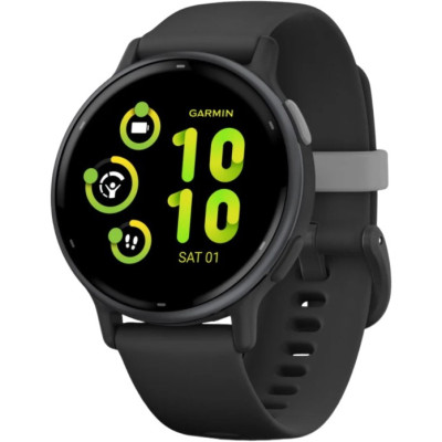 Смарт-годинник Garmin vivoactive 5 Slate Aluminum Bezel with Black Case and Silicone Band (010-02862-10)