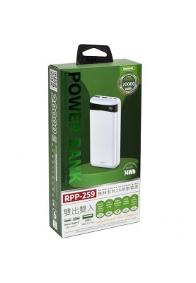 Зовнішній акумулятор (Power Bank) REMAX RPP-259 20000mAh 10.5W White