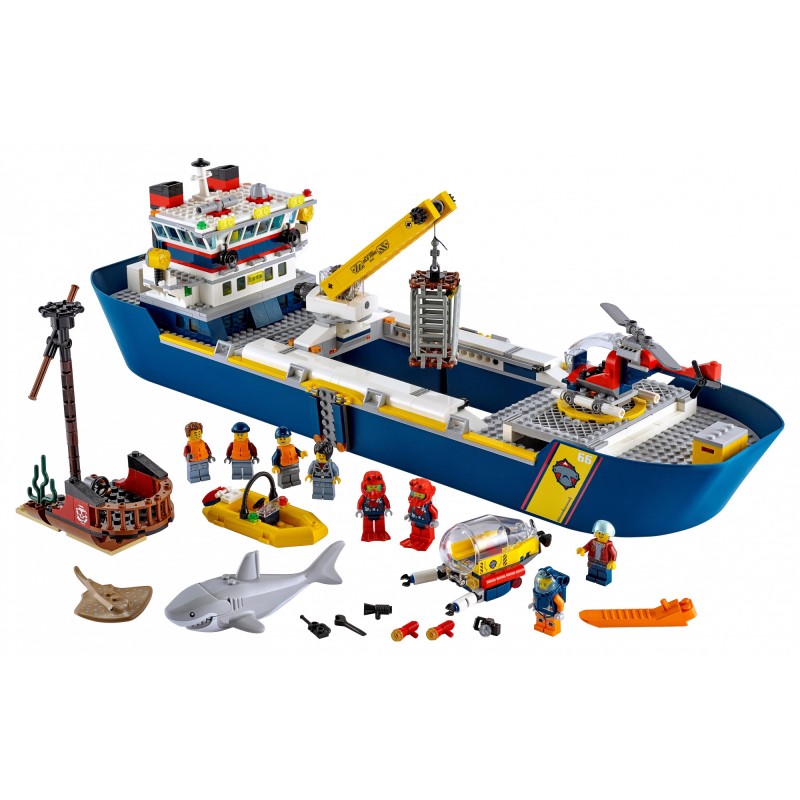 Блоковий конструктор LEGO City Океан: дослідницьке судно 745 деталей (60266)