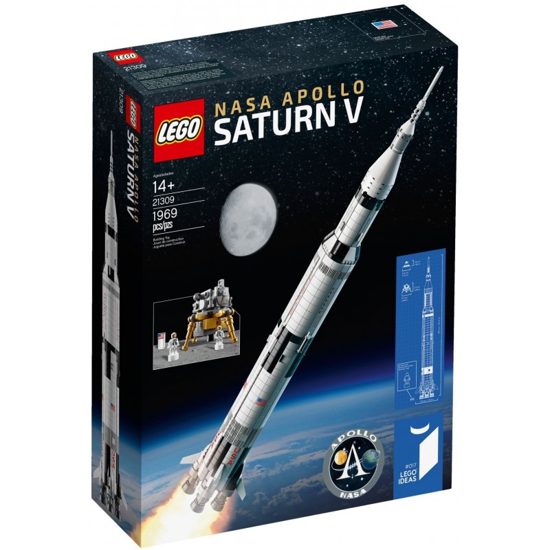 Блоковий конструктор LEGO Ideas Ракетно-космічна система НАСА «Сатурн-5-Аполлон» 1969 деталей (92176)