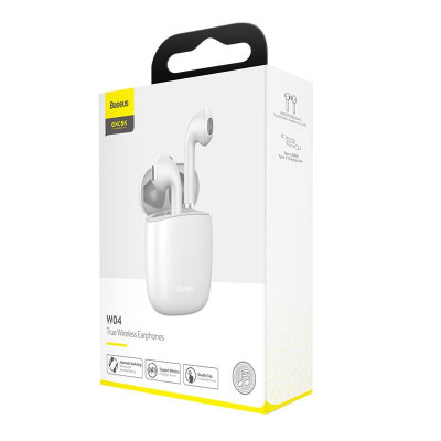 Навушники TWS (`повністю бездротові`) Baseus W04 White (NGW04-02)